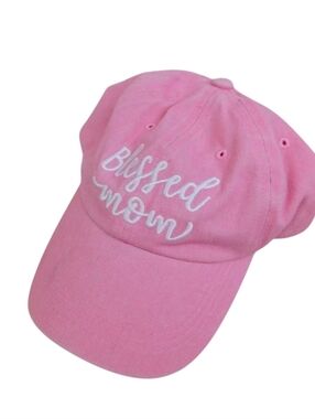 Pink "Blessed Mom" Embroidered Baseball Cap